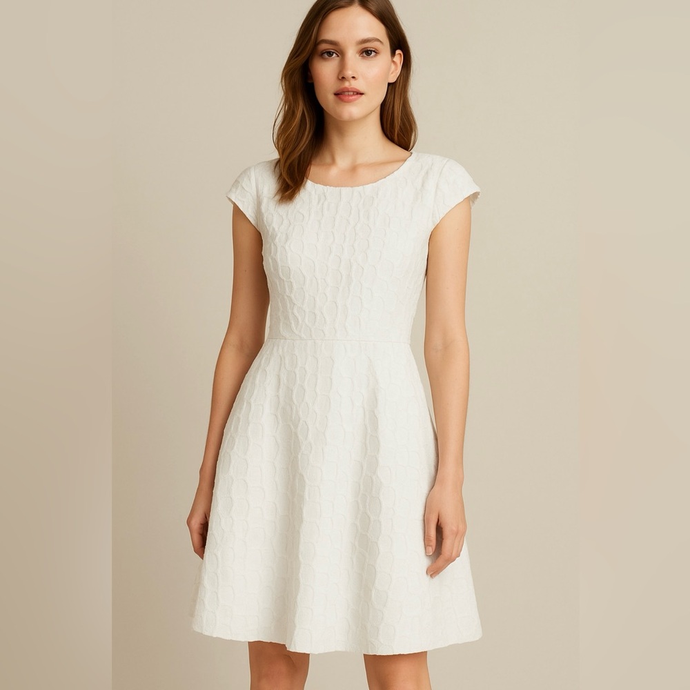 ASOS CREAM WHITE  FAUX FUR TEXTURED MINI DRESS 12 NWT